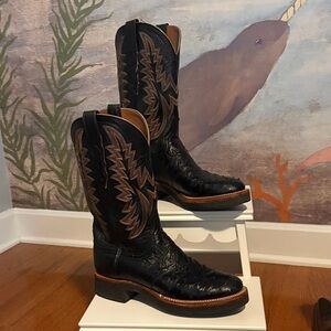 Black Lucchese 2000 cowboy boots with ostrich in men’s size 7 1/2 (women’s 9)